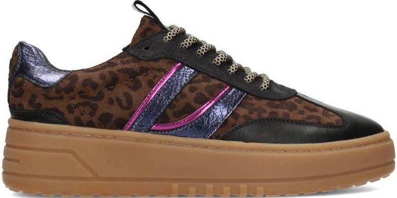 PS Poelman - Anemone - Leren Sneakers - Zwart/Panter