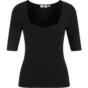 WE Fashion ribgebreide top zwart