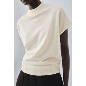 MANGO - LIBRA - Trui - Lichtbeige - Geribbelde Kraag