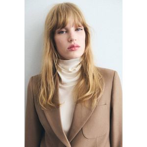 Mango regular blazer met wol lichtbruin