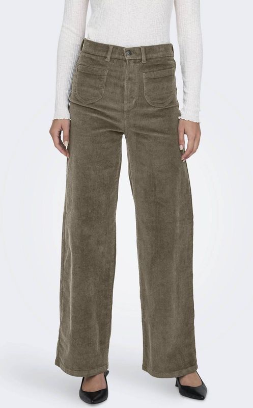 ONLY - ONLHOPE - Broek - Kaki - Corduroy - High Waist
