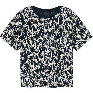 NAME IT KIDS T-shirt NKMVALTHER met all over print donkerblauw/wit