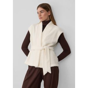 s.Oliver - Mouwloos Vest - Crème - Regular Fit - Sjaalkraag