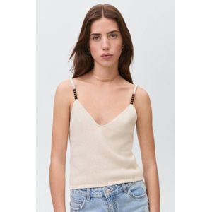 MANGO TEEN cropped top ecru fijn gebreid