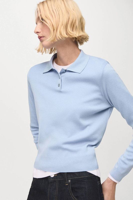 Mango gebreide trui met wol lichtblauw