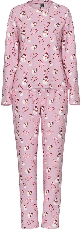 PIECES pyjama PCNAYA X-MAS met kerstprint roze