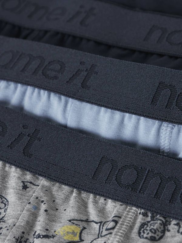 NAME IT KIDS boxershort - set van 3 grijs/blauw/donkerblauw