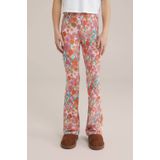 WE Fashion flared broek roze/oranje/groen