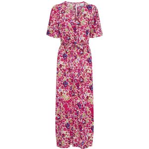 ICHI maxi jurk IHMARRAKECH met all over print roze/ rood/ paars