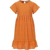 LOOXS little jurk met all over print en volant oranje