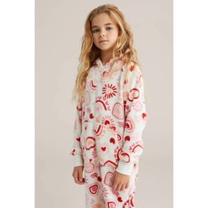 WE Fashion fleece onesie rood/ecru