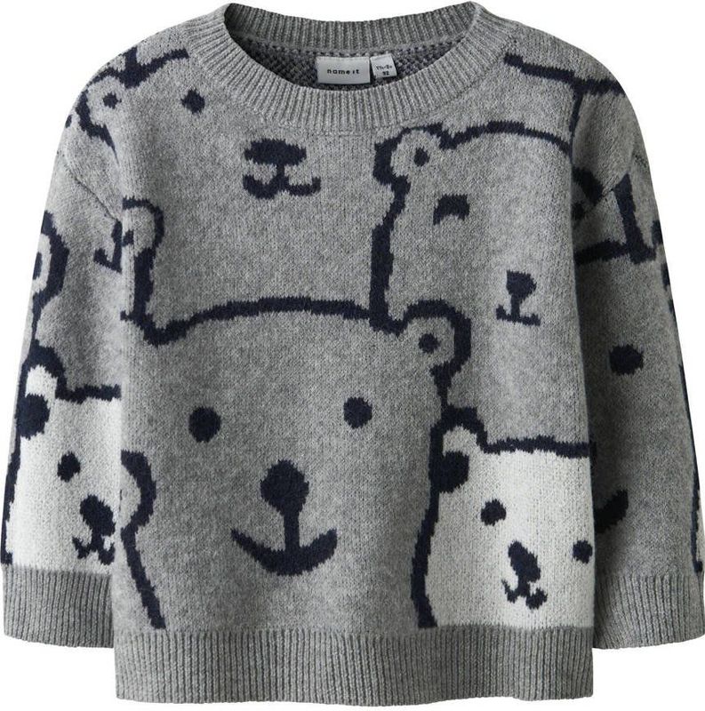 NAME IT MINI trui grijs melange fijn gebreid