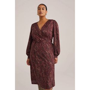 WE Fashion Curve midi jurk donkerrood