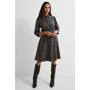 Anytime denim overhemdjurk met strass steentjes grijs