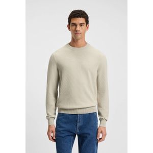 Boss - Casual Klapok Trui - Beige - Ronde Hals - Lange Mouwen