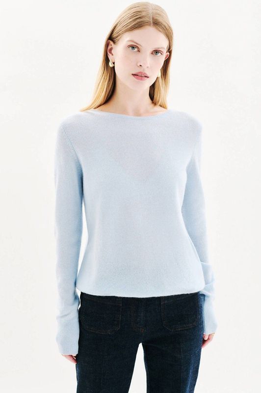 Caroll gebreide trui van kasjmier lichtblauw
