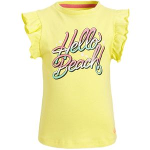 Orange Stars T-shirt Manuela met printopdruk en ruches geel