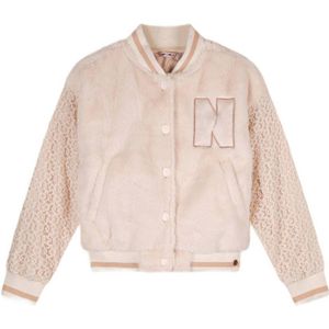 NONO baseball jacket Darsy met printopdruk en kant ivoor