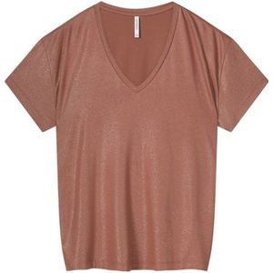 Summum - T-shirt - Roodbruin - V-hals - Korte Mouwen