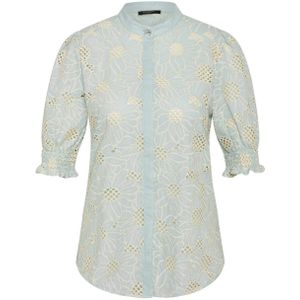 Bruuns Bazaar gebloemde blouse lichtblauw/ecru