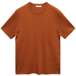 Mango Man fijngebreid T-shirt middenoranje