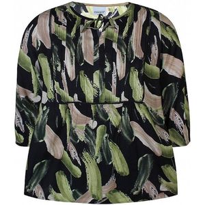 Zhenzi top met all over print zwart/groen