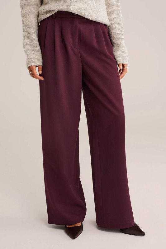 WE Fashion regular waist pantalon donkerrood