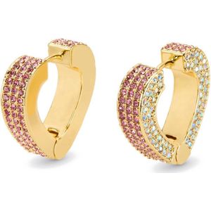 Kurt Geiger oorbellen Pave Heart Huggies met strass goudkleurig/roze