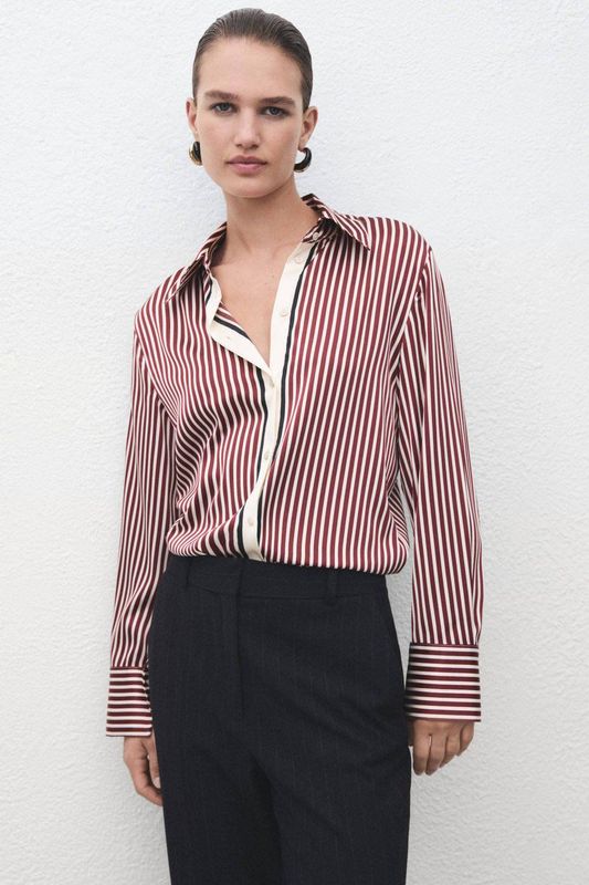 Mango - Gestreepte Blouse - Rood