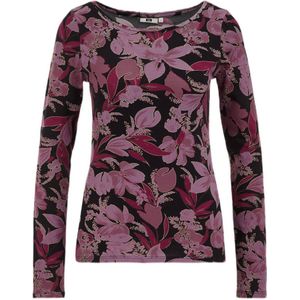 WE Fashion top met bloemenprint paars/roze/donkerroze