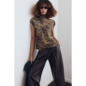 Mango top met panterprint bruin