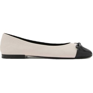 Mango leren ballerina's ecru/zwart