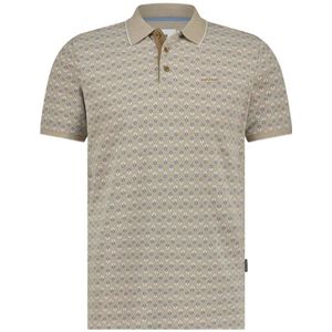 State of Art polo met all over print kaki/wit