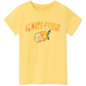 NAME IT KIDS T-shirt NKFDATRUNTE met printopdruk geel