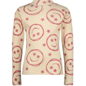 Vingino longsleeve Jaime met all over print beige/roze