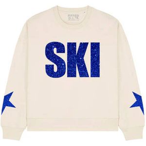 Pinned by K Curve sweater ecru met glitter