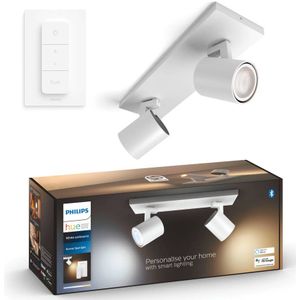 Philips Hue Runner opbouwspot - warm tot koelwit licht - 2-spots - wit - 1 dimmer switch