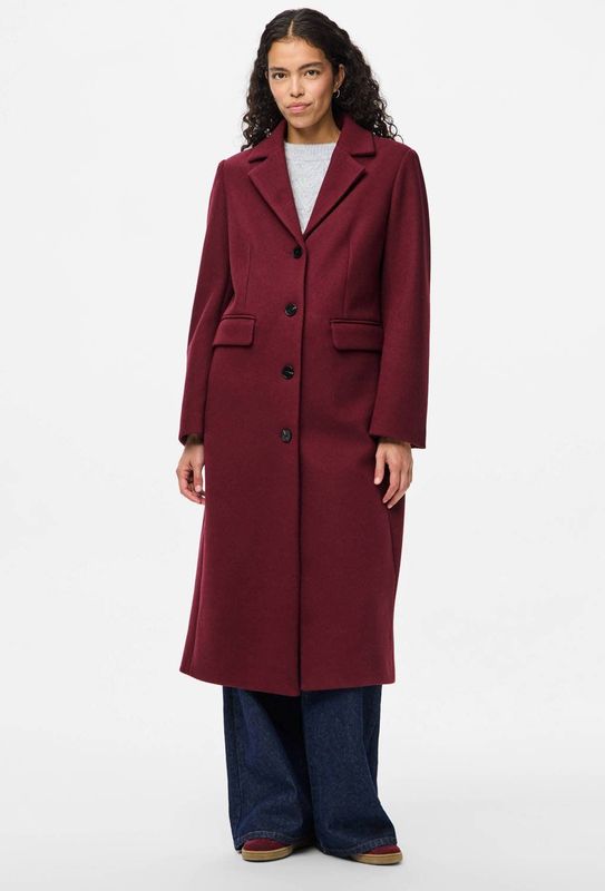 PIECES - PCJadine - Tussenmantel - Wijnrood - Lange Pasvorm