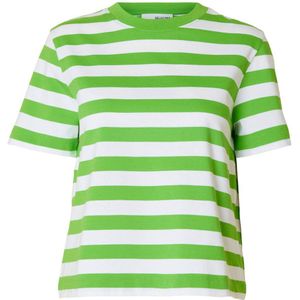 SELECTED FEMME gestreept T-shirt SLFESSENTIAL groen/wit