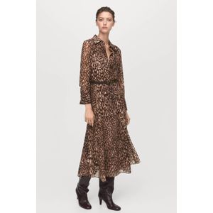 Mango blousejurk met panterprint bruin