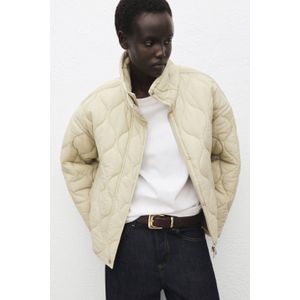 Mango gewatteerde jas quilted beige