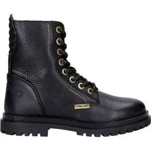 Vingino leren veterboots zwart