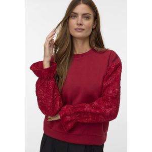 VERO MODA gebloemde gebreide trui rood