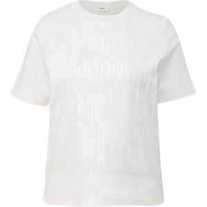 s.Oliver BLACK LABEL T-shirt met printopdruk en pailletten wit/zilver