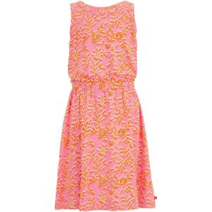 WE Fashion jurk met all over print roze/oranje