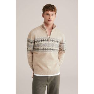 WE Fashion trui met wol gebreid beige