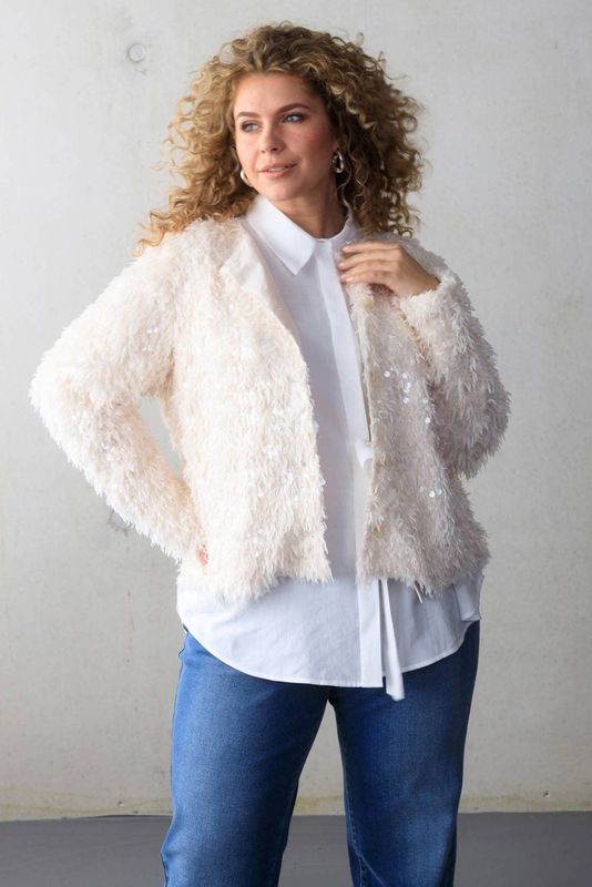 Yest Curve - Vest - Ecru - Pailletten