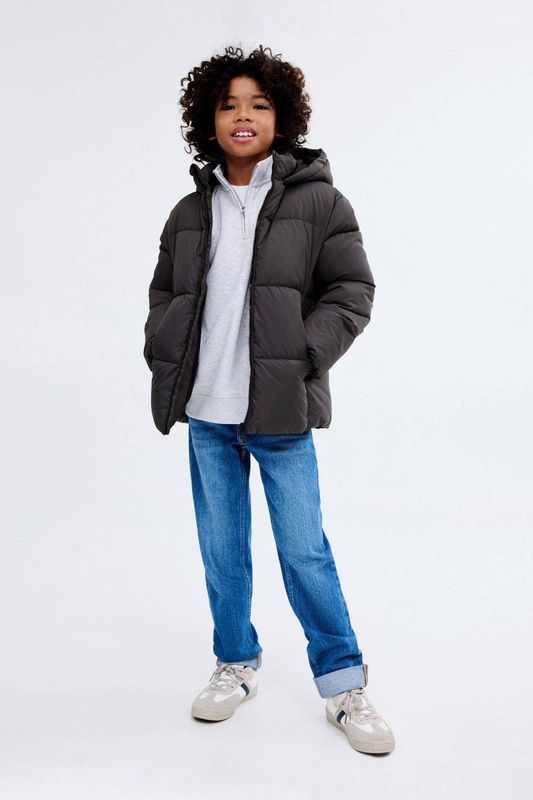 Mango Kids gewatteerde jas antraciet
