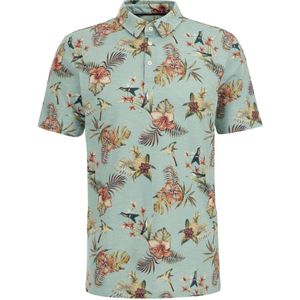 WE Fashion slim fit polo met all over print marble green