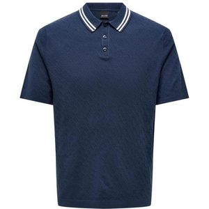 ONLY & SONS regular fit polo ONSDENNIS donkerblauw/wit